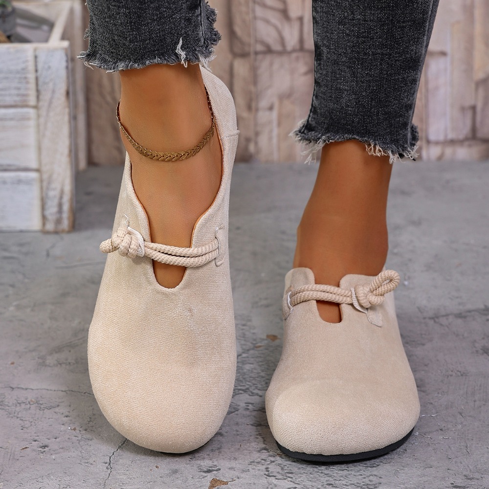Womens Heels - Женские плоские лоферы с круглым носком,